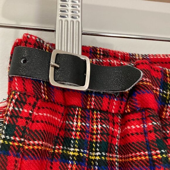 JAMES PRINGLE WEAVERS Kids Age 8 Tartan Red Black Skirt Girls Pleated Wool - Picture 8 of 12